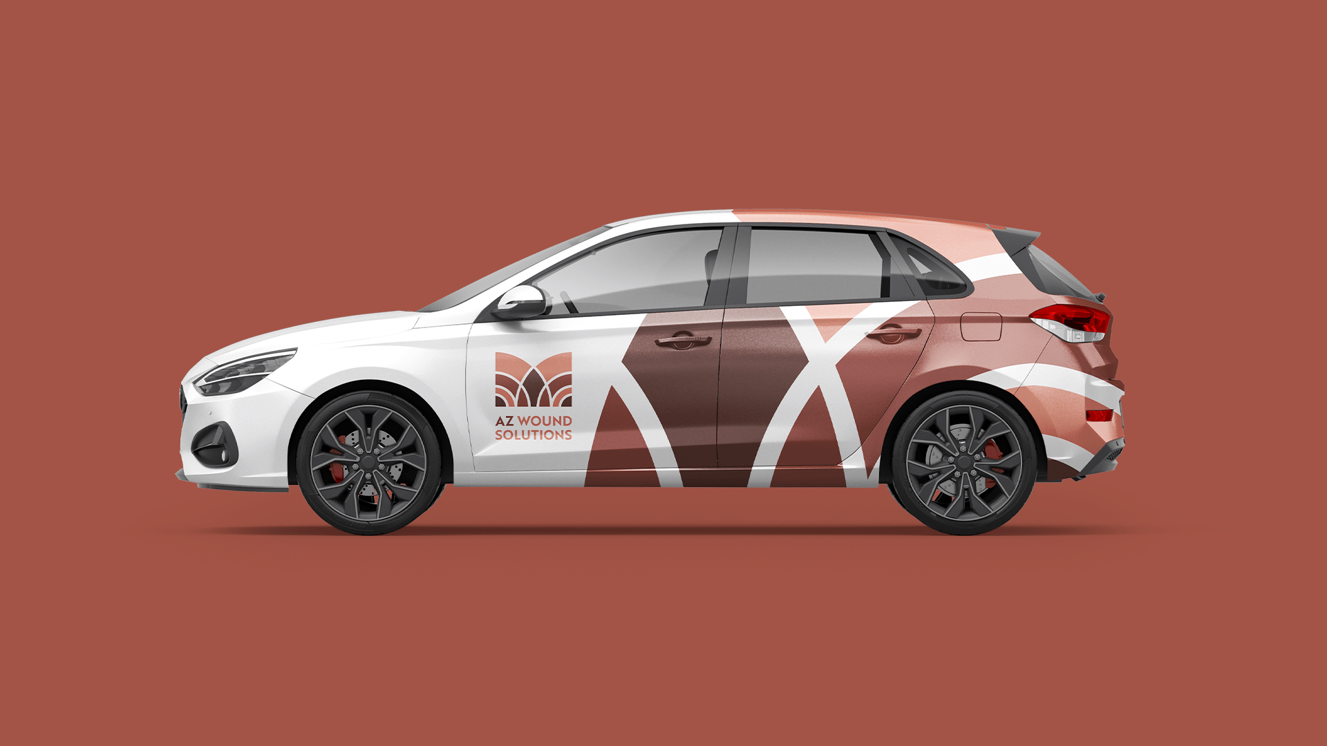 AZ Wound Solutions vehicle wrap on hatchback. Designed by Nick Bradshaw of Bradshaw Design.