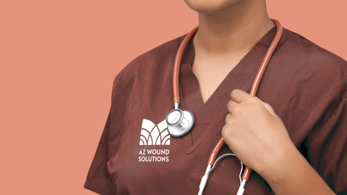 AZ Wound Solutions logo on scrubs. Designed by Nick Bradshaw of Bradshaw Design.