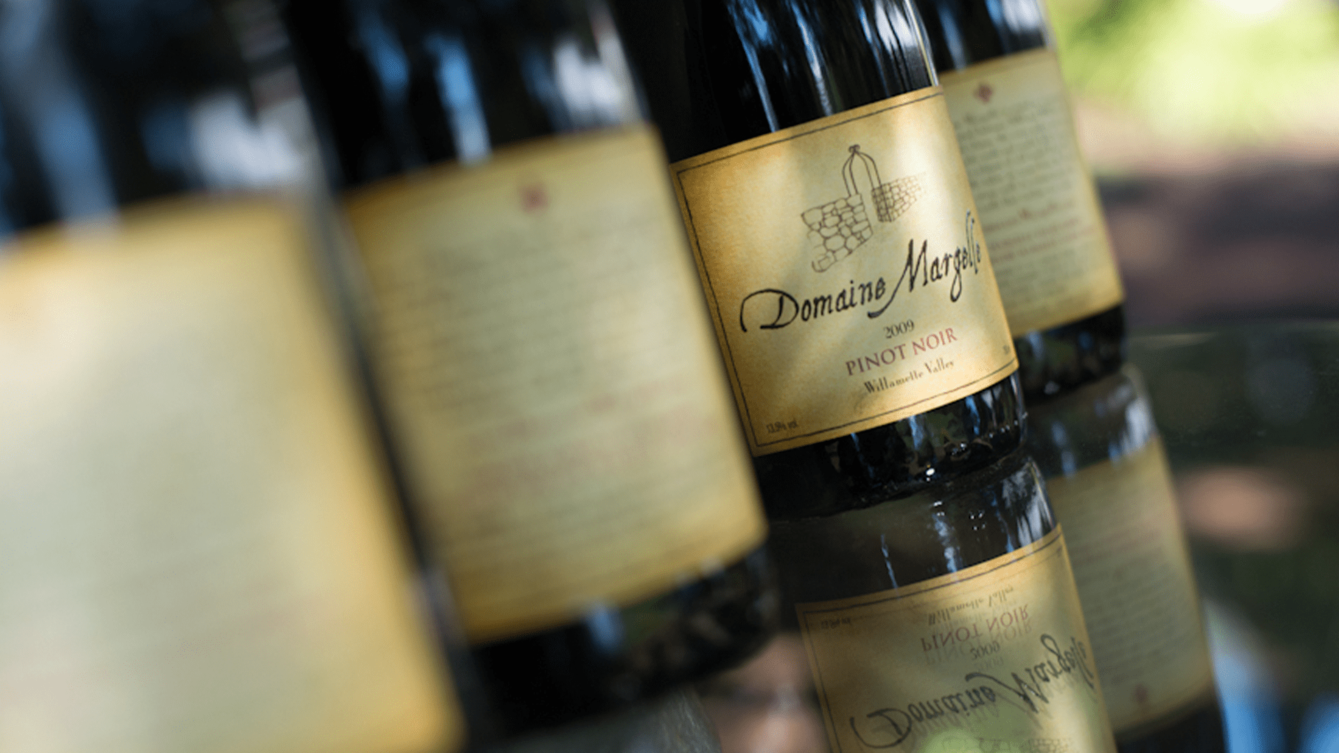 photography of Domaine Margelle pinot noir wine bottle label design. Designed by Nick Bradshaw at Bradshaw Design.