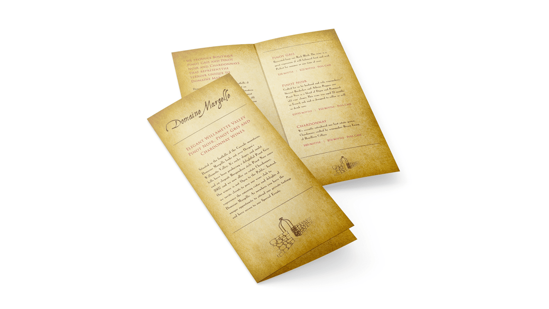 Domaine Margelle brochure design. Designed by Nick Bradshaw at Bradshaw Design.