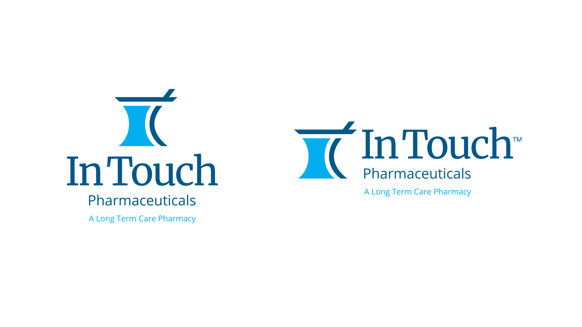 In Touch Pharmaceuticals logo design with tagline. Designed by Nick Bradshaw at Bradshaw Design.