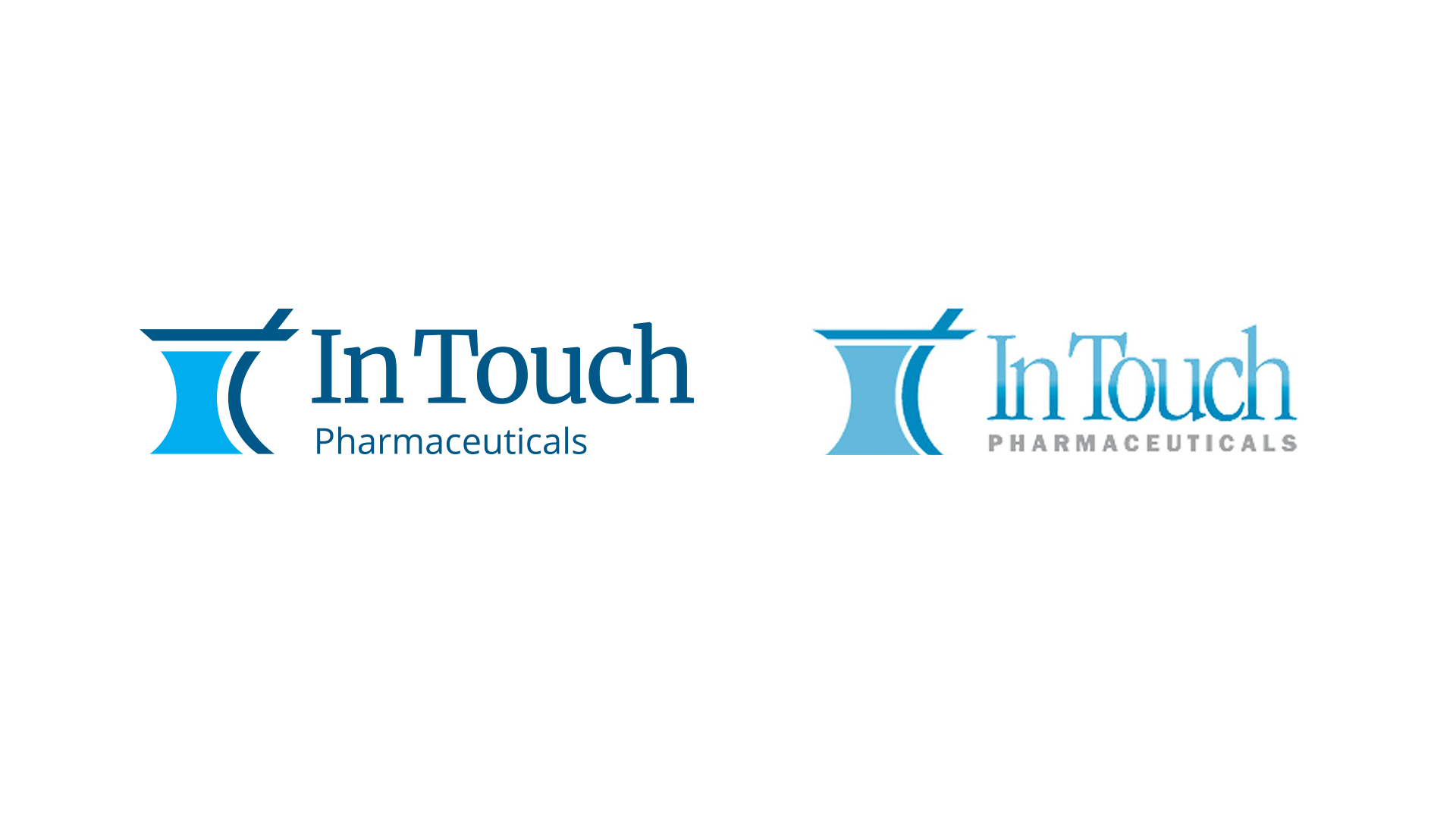 In Touch Pharmaceuticals new logo design side-by-side with old logo. Designed by Nick Bradshaw at Bradshaw Design.